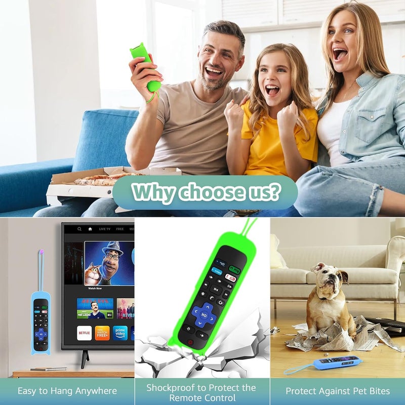 OneBom (Pack of 2) Replacement Remote for Roku TV with Soft Protective Silicone Cover(Glow in The Dark), Universal Remote for TCL/Hisense/Onn/Sharp/Element/Philips Roku Smart TV - Image 3